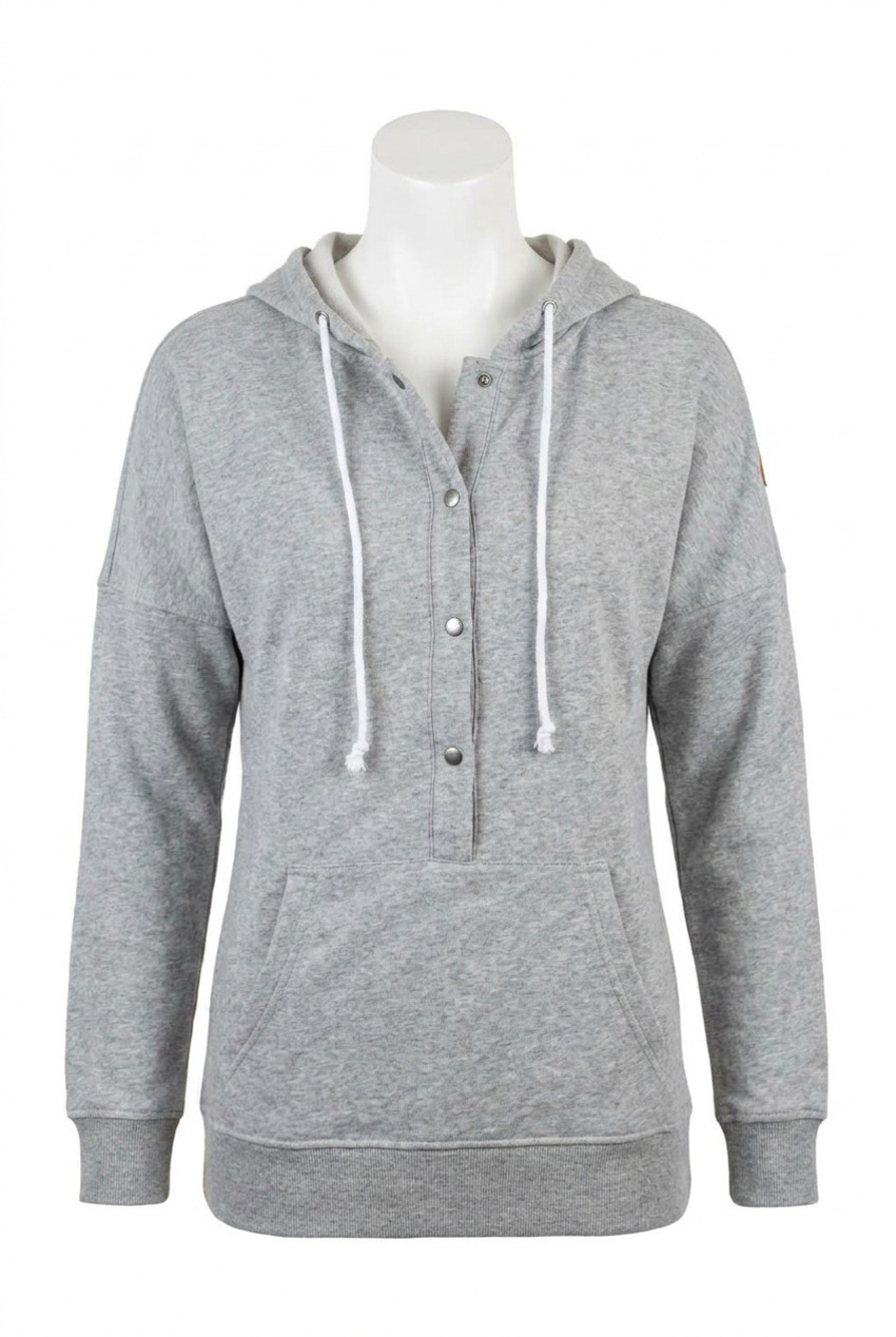 NEW MICHELLE MAE hailey button snap hoodie in grey